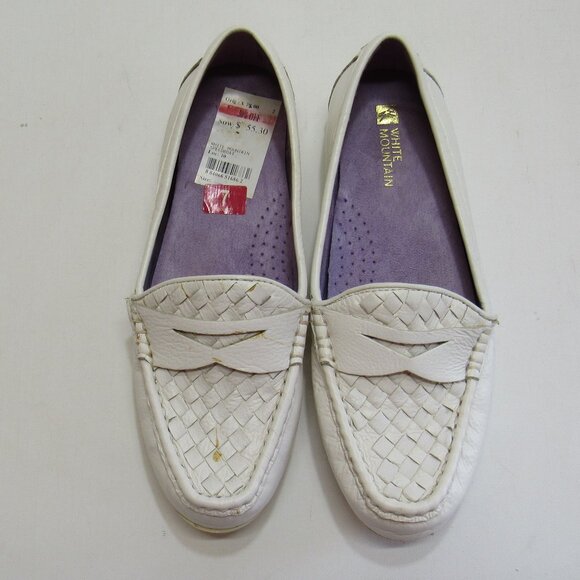 White Mountain Women's Textured Leather Driving Penny Loafers Flats Moccasins - Picture 2 of 11